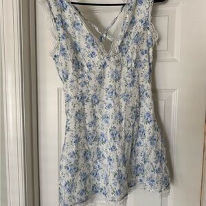 Floral Blue and White Mini Dress